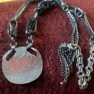 Chicos Chunky Chain Necklace w/ Hammered Accent